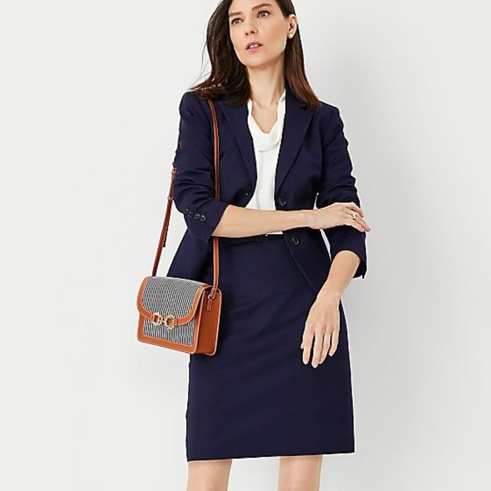 NWT Ann Taylor Belted A-Line Skirt in Stretch Cotton